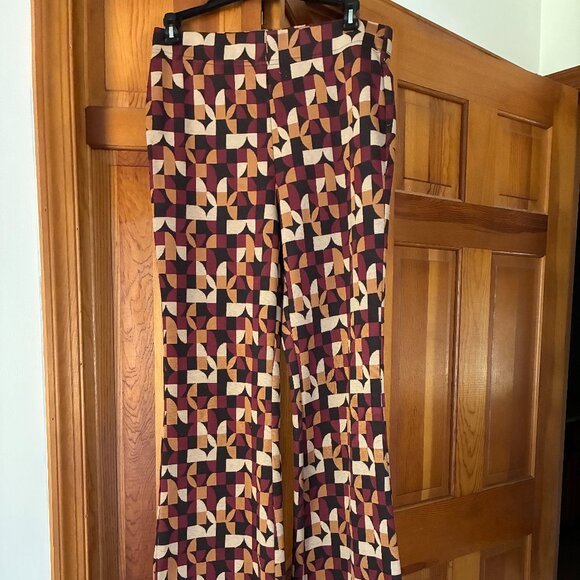 Retro Flare Patterned Pants - Size Small - Picture 1 of 2